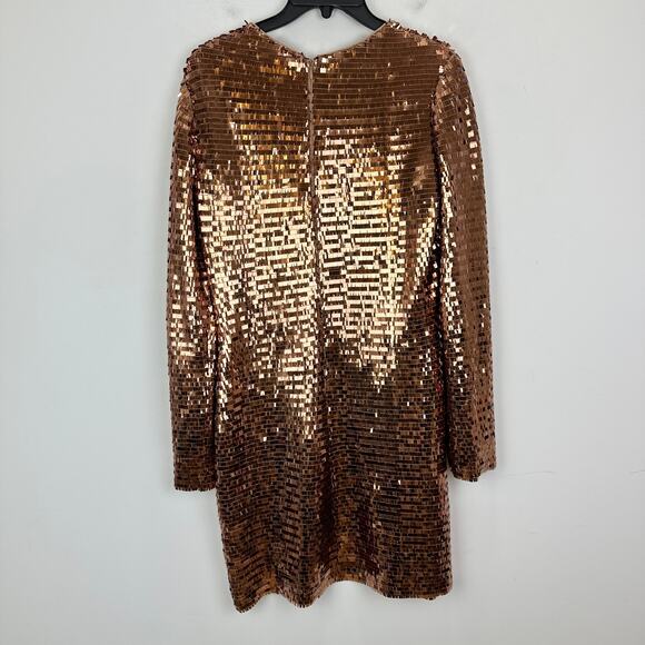 Gianni Bini Celeste Sequin Sequin Dress Shift Long Sleeve Copper Party US 6 NWT - Picture 11 of 11